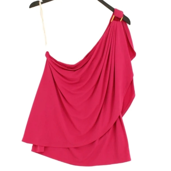 Laundry By Shelli Segal Tops - NWT Laundry By Shelli Segal Deep Neo Pink One Shoulder Blouse Top